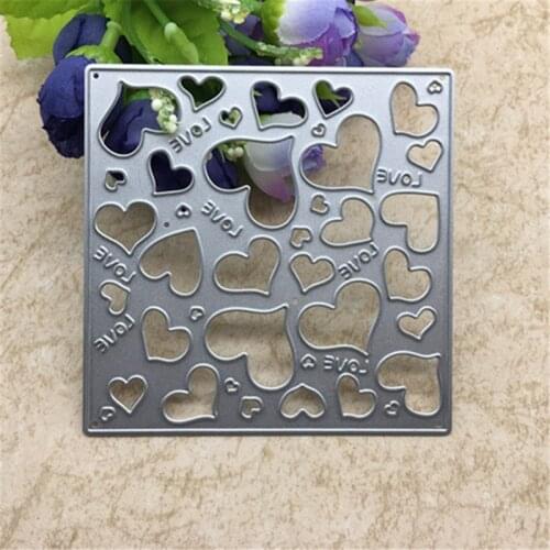 Square love flower heart Frame Metal Cutting Dies For DIY Scrapbooking Album Embossing Paper Cards Decorative Crafts