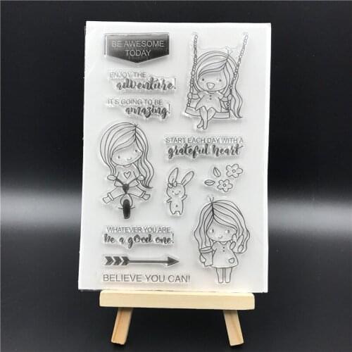 Girl Transparent Clear Silicone Stamp/seal for DIY Scrapbooking/ Album Decorative Clear Stamp Sheets A617