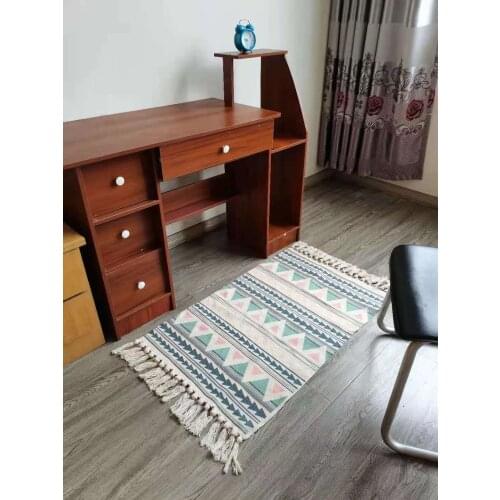 Retro Ethnic Style Tassel Carpet Living Room Rug Minimalist Cotton And Linen Doormat Bedroom Floor Mat Home Decor