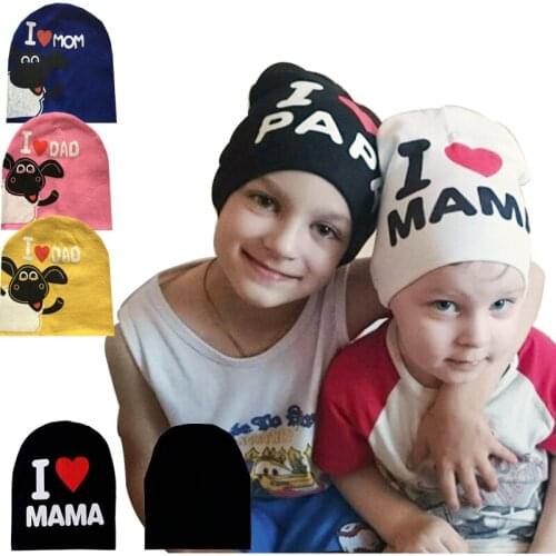I Love Ins My Mom I Love My Dad Cute Baby Cotton Hat Warm Hood Small Sheep Elastic Children Hood