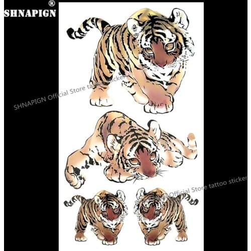 SHNAPIGN Junior Tiger Child Temporary Body Art Flash Tattoo Sticker 10*17cm Waterproof painless Henna selfie tattoo stickers