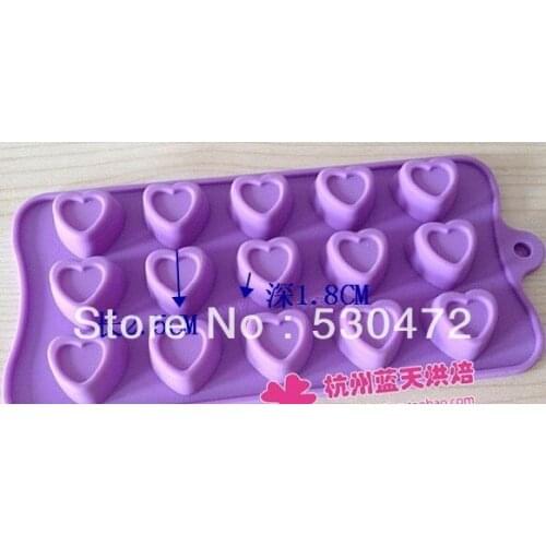 15hole heart Silicone Cake Mold ,Chocolate Mould, 21.5*10.5*1.5cm kitchen tools
