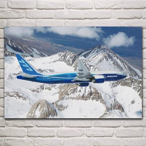 Blue flight B 777 airliner aircraft airplane plane jet fabric posters on the wall picture home art living room decoration KQ173