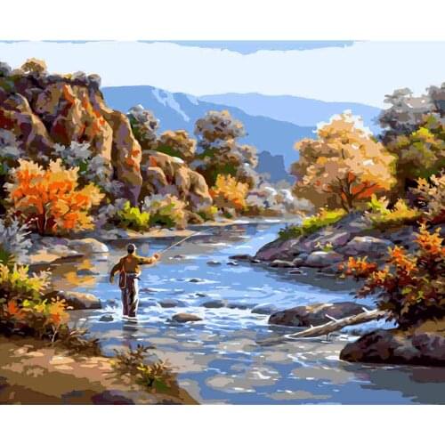 Moderne Diy Olieverfschilderij Canvas Wall Picture Color Painting ByNumber 40X50cmZeroFoundation New Painter Propylene Landscape
