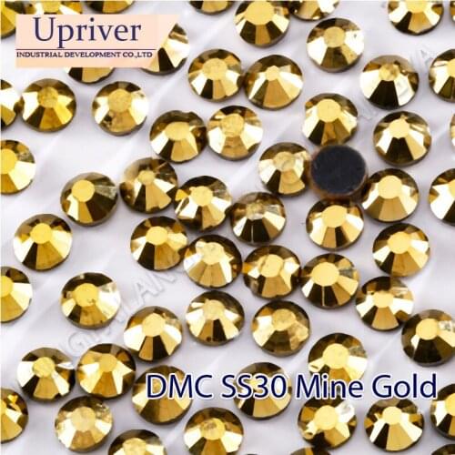 Mine Gold SS30 6mm Bright Flatback Cheaper Hotfix Rhinestones 288pcs For bags and Dress