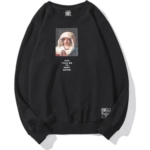 ZhuZunZhe 2021 Virgin Mary Letter Print Hoodie Streetwear Men Autumn Winter Cotton Casual Hoodies Sweatshirts Pullovers Hoody