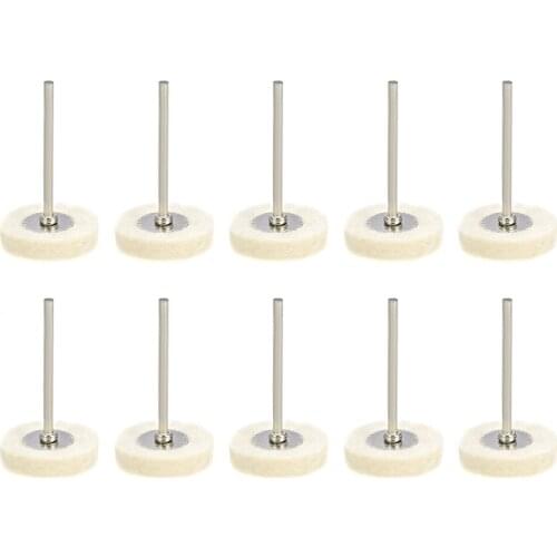 Uxcell Mini Wool Felt Buffing Wheels 25X5.5mm with 2.35mm Arbor for Rotary Tool Jewelry Metal Wood Polishing etc.White 10Pcs