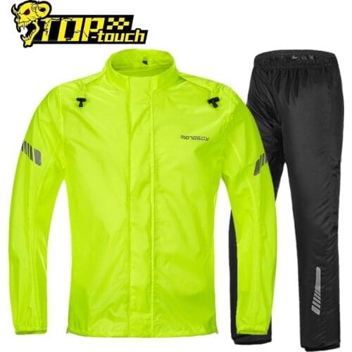 MOTOBOY Waterproof Motorcyclist Motorcycle Raincoat Set Reflective Impermeable Breathable Motocross Suit With Removable Hood Man