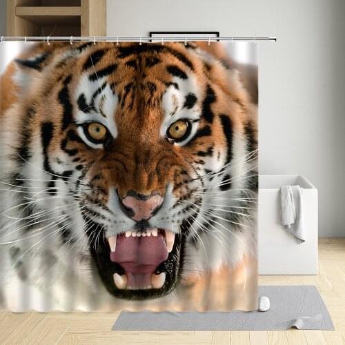 Tiger Owl Orangutan Brown Bear Shower Curtain 3D Printing Modern Eco-Friendly Waterproof Cloth Bathtub Decor Bath Screen