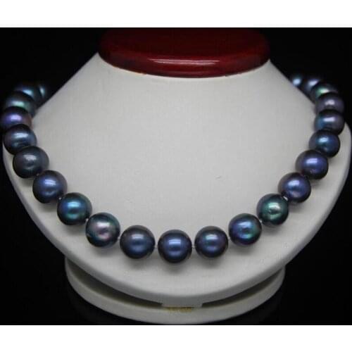 AAA 18" 10-11MM TAHITIAN BLACK BLUE PEARL PEARL NECKLACE