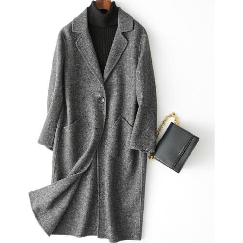 80% Wool Coat Women 2020 Double-sided Wool Coats Winter Female Jacket Long Outerwear High Quality abrigos 38081 WYQ1589