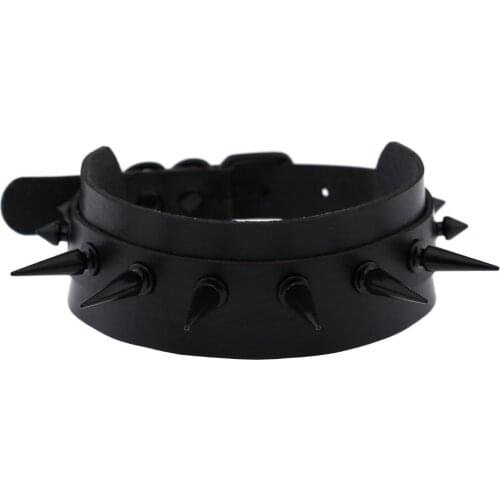 Spike Choker women Studded Rivet Leather Collar Spiked Necklace goth Chocker Gothic Jewelry Rock witch Accessories Men 2020 New