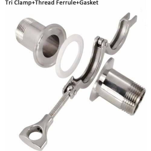 1/2" to 3" Tri Clamp Cover Thread Ferrule Adapter Stainless Steel SS304 with Sillicon Gasket Pipe Fitting