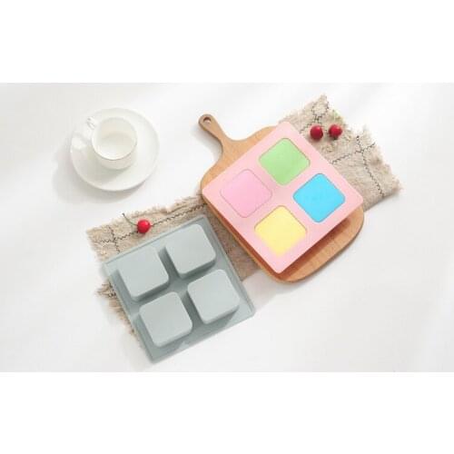 1PC 19*19*3cm 4 Holes Square Silicone Mold Chocolate Mold Cake Mold Jelly Pastry Baking Tools OK 0999