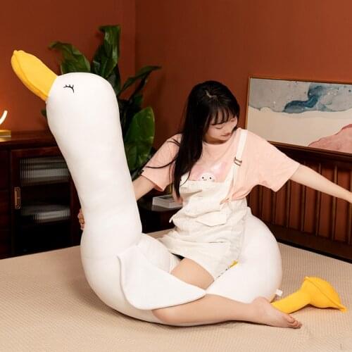 120cm Huge Size Lying Duck Plush Toys Kawaii Animal Goose Mat Stuffed Plush Pillow Soft Cushion for Children Girls Birthday Gift