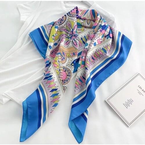 2019 high quality 90cm Square Scarves women Silk Scarf Office Ladies hair neck Bandanna Headband foulard female muffler shawl