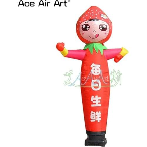 3m H inflatable Strawberry girl cartoon air dancer , inflatable Strawberry girl sky dancer for advertising