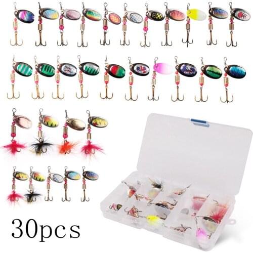 30pcs / set Fishing Lures Fishing Metal Spinner Set 2.7g-4.5g Spoon Hard Bait Lure Sequins for Bass Carp