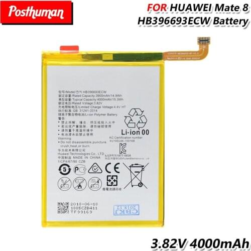 High Capacity 4000mah HB396693ECW Phone Battery For Huawei Mate 8 NXT-L09 TL00 AL10 DL00 NXT-CL00 NXT-DL00 NXT-L09 NXT-L29