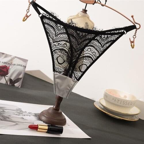 Satin Sexy String Thong Transparant Female Lingerie Low Waist Seduction Lace Satin Thongs T Back Tanga