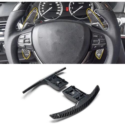 Carbon Fiber Car Accessories Steering Wheel Shift Paddle Cover Frame Sticker Trim for BMW 1 2 3 4 5 6 7 Series X1 X3 X4 X5 X6