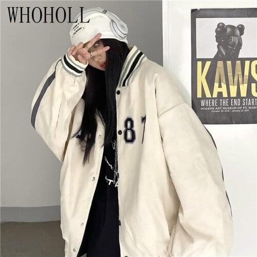 Baseball Jacket Womens Bomber Autumn 2021 New Loose Number Embroidery Oversize Thin Jacket Coat For Women Outwear