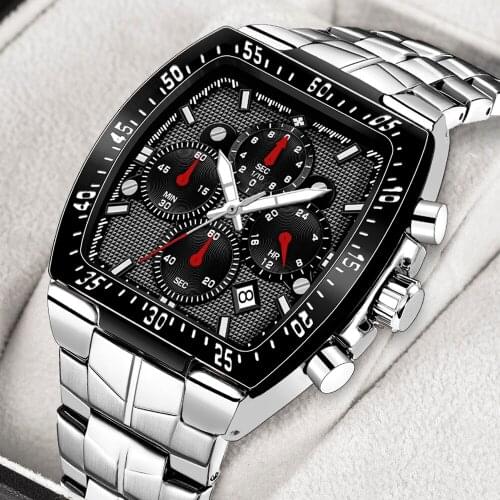2021 New WWOOR Sports Watches For Men Fashion Big Dial Quartz Military Wristwatch Man Square Waterproof Chronograph Reloj Hombre