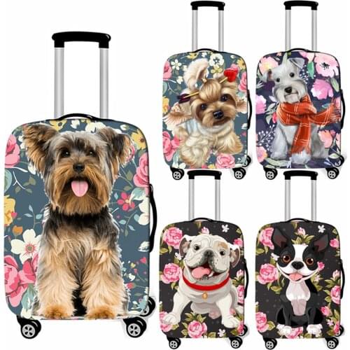 Cute dog Yorkshire Terrier / french bulldog luggage cover women suitcase protective covers anti-dust travel trolley case cover