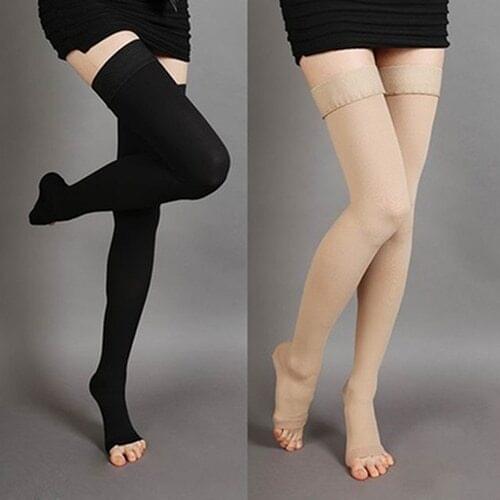 S-XL Casual Unisex Knee-High Medical Compression Stockings Varicose Veins Open Toe Stockings Shaping Graduated Pressure Stocking