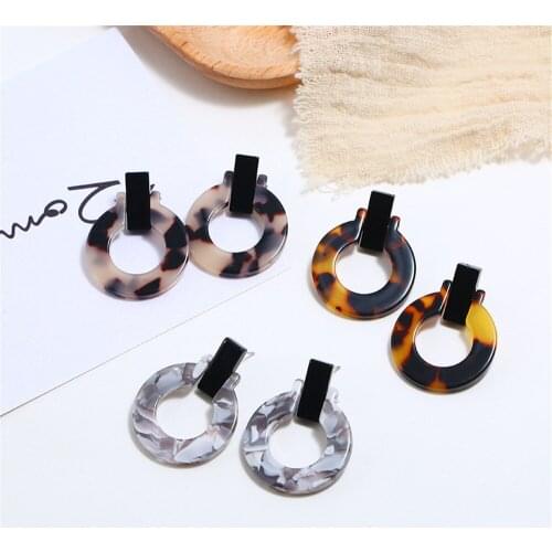 CRLEY 2019 New Fashion Jewelry Acrylic Resin Dangle Earring For Women Geometric Round Earring Long Pendant Wedding Jewelry