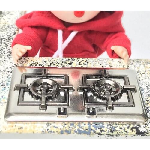 G10-X005 hotsale toy 1/12 Baby House GSC mini kitchen scene 1/12 1/8 parts ob11 silver gas stove metal double stove 1 pcs
