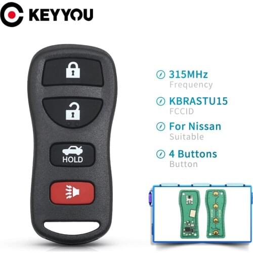 KEYYOU 5X 10X 315Mhz 4 Button Car Remote Key KBRASTU15 For Nissan Frontier Murano Armada Pathfinder Versa Altima Maxima Xterra