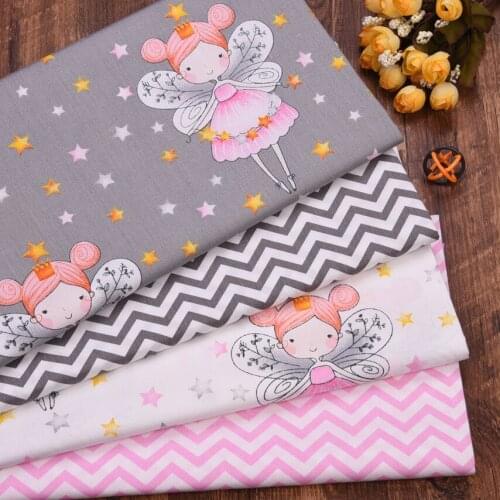 Cute Elf Fairy Printed 100% Cotton Twill Cloth Childrens Baby DIY Supplies Patchwork Sewing Material Home Textile Fabric