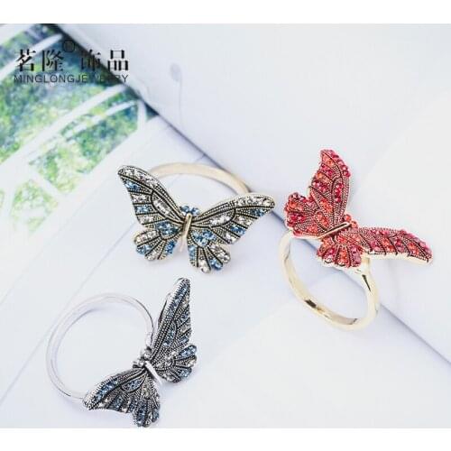 Fashion Open Rings Butterfly Shape Rings For Women Bridal Wedding Trendy Jewellery Engagement White Gold/Silver Color Hot Sell