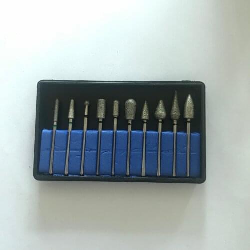 10pcs/set Dental Diamond Point Polisher Bur HP Kit 2.35mm Shank Rotary Drill Grinder Abrasive Bits Set Jewelry Lab Supplies
