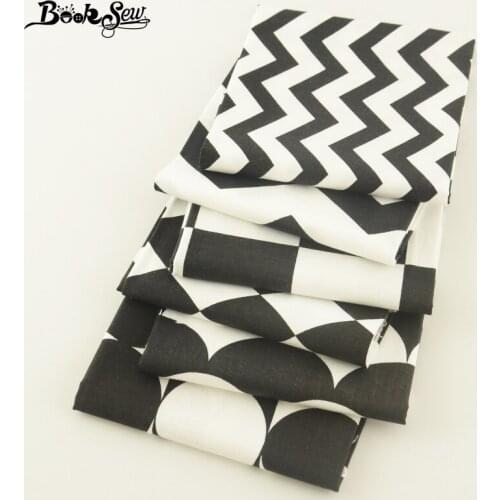 Booksew Cotton Fabric Bundle 6PCS/Lot Simple Style Geometry Patterns Fat Quarter Sewing Cloth Quilting Bed Sheet Patchwork Baby