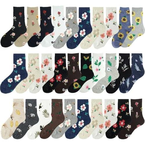 Plant Wind Dandelion Sunflower Flower Cotton Socks Creative Rose Skate Casual Women Streetwear Funny Kawaii Short Happy Socks