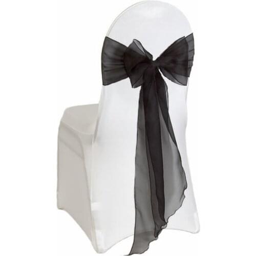 NEW CHAIR BOWS 50pcs/LOT Black Organza chair sashes for wedding and events supplies party decoration with free shipping