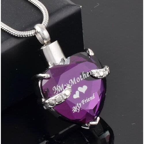 Family Member Loss Cremation Jewelry Charm Heart CZ Stone Urn Funeral Zirconia Jewelry Women Accessories Collier bijoux