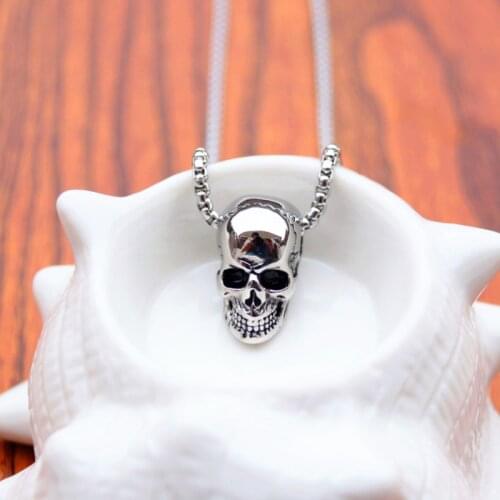Punk Stainless Steel Skull Pendant Necklace Vintage Pirate Skeleton Necklaces for Men Male Halloween Gothic Boho Jewelry 2021
