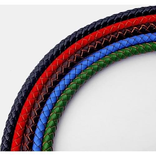 1 Meter Round Bolo 6mm Braided Real Genuine Leather Cord For Bracelet Necklace DIY Jewelry Making Findings
