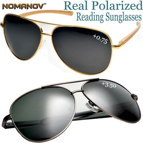 Oversized Al-mg Men Women Polarized Reading Sunglasses +0.75 +1 +1.5 to +4 High Strength Anti-corrosion Spring Hinge Pilot Frame
