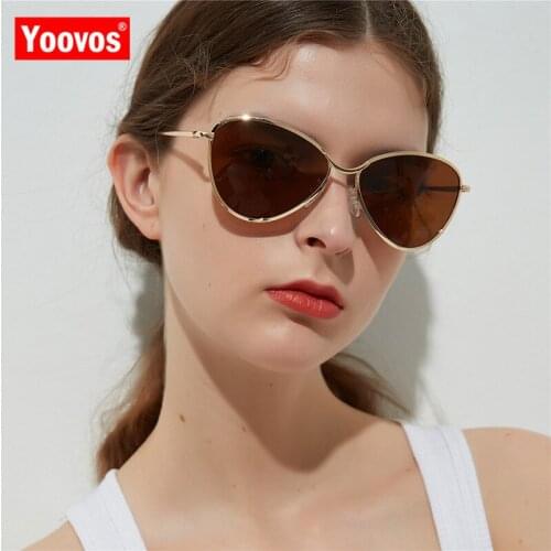 Yoovos 2021 New Metal Frame Sunglasses Women Cat Eye Vintage Fashion Retro Sun Glasses Brand Designer Lunette De Soleil Femme