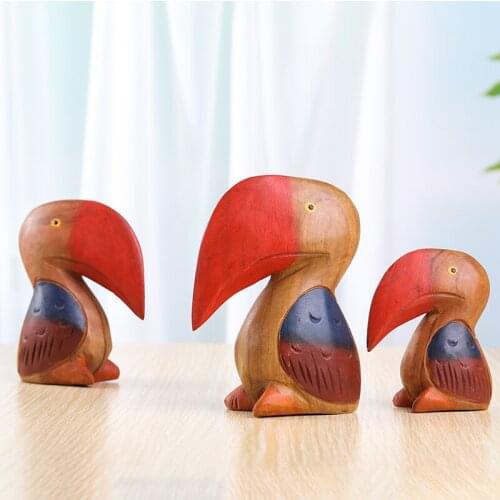 Thai Wood Carving Crafts Southeast Asian Style Hand Carved Bird Ornaments Office Desk Surface Panel Decoration Hot Sale