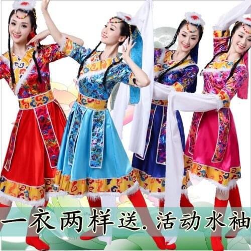 Tibetan dance costumes female adult sleeves Tibetan minority dance costumes stage performances costumes