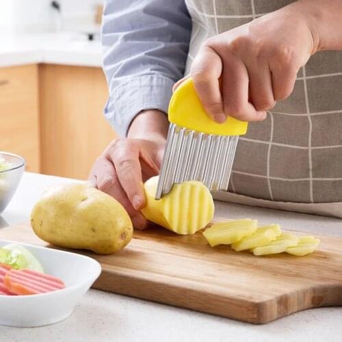Wavy French Fries Cutter Stainless Steel Potato Carrot Wavy Cutter Vegetable Cutting Tools Cooking Kitchen Gadgets