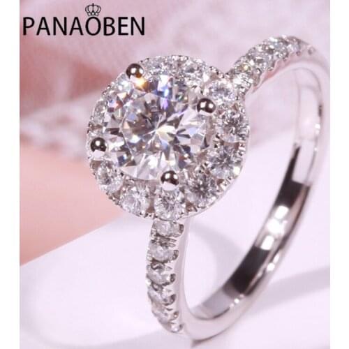 Round Four-claw Carat Diamond 925 Sterling Silver Womens Rings Luxury Engagement Wedding Party Exquisite Elegant Jewelry Lovely