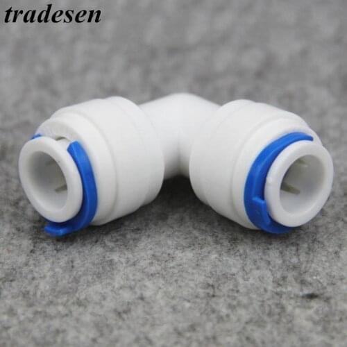 1pc RO Water Elbow Pipe Fitting 1/4" 3/8" OD Hose Connection Reverse Osmosis Plastic Quick Coupling Connector Pure Water Purifie