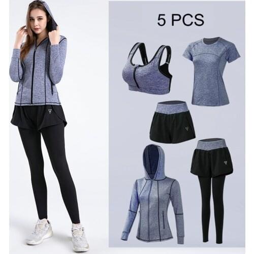 2/3/4/5Pcs women Sports Yoga Set Tracksuit Athletic High Waist Leggings Outfit Women Workout Sportswear Gyms Crop Top Sports