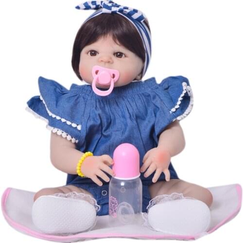 22'' bebes reborn alive bonecas handmade Lifelike Reborn Baby Doll Girls Full Body Vinyl Silicone with Pacifier child bebe gift